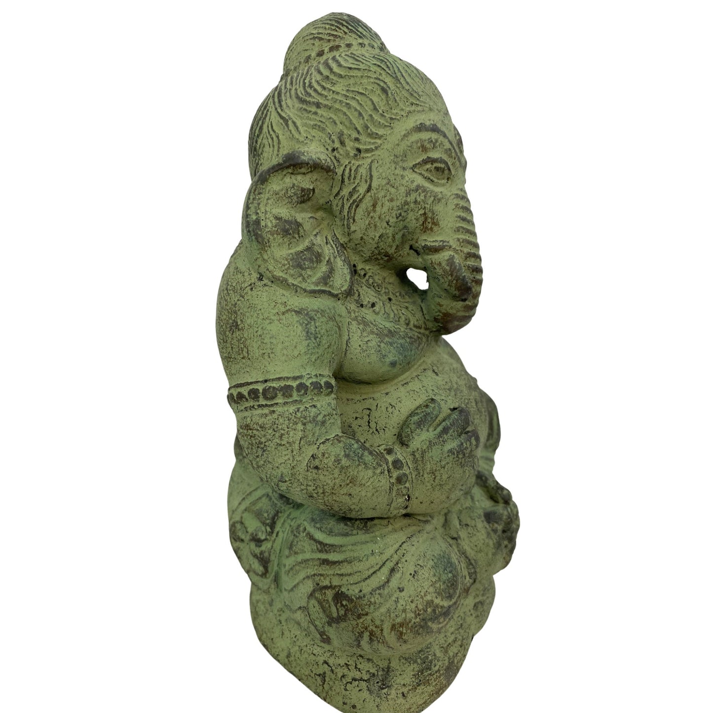 Ganapati Baby Ganesha Small Garden Statue Elephant God Handmade Cast lava stone Sculpture Bali Art Eclectic Garden Decor