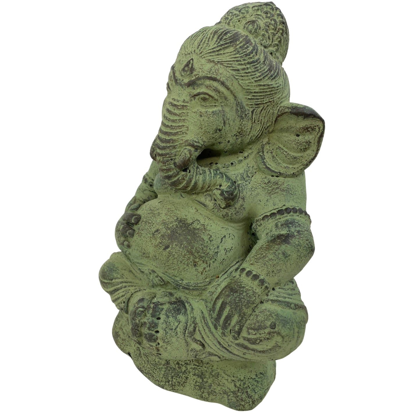 Ganapati Baby Ganesha Small Garden Statue Elephant God Handmade Cast lava stone Sculpture Bali Art Eclectic Garden Decor