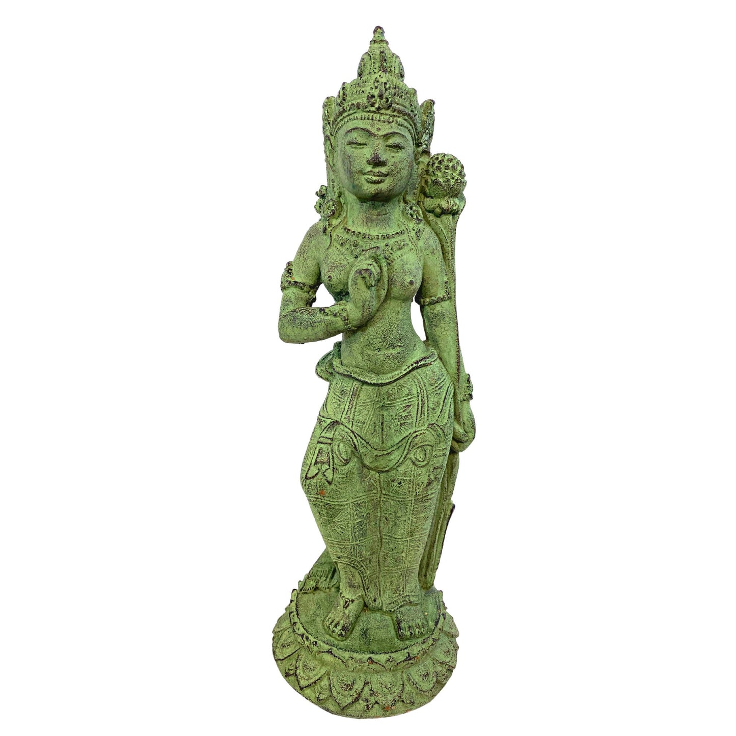 Balinese Dewi Tara Goddess Statue handmade cast stone Resin Volcanic Sand Lotus Lakshmi Bali Hindu Garden Decor Art Sculpture - Acadia World Traders