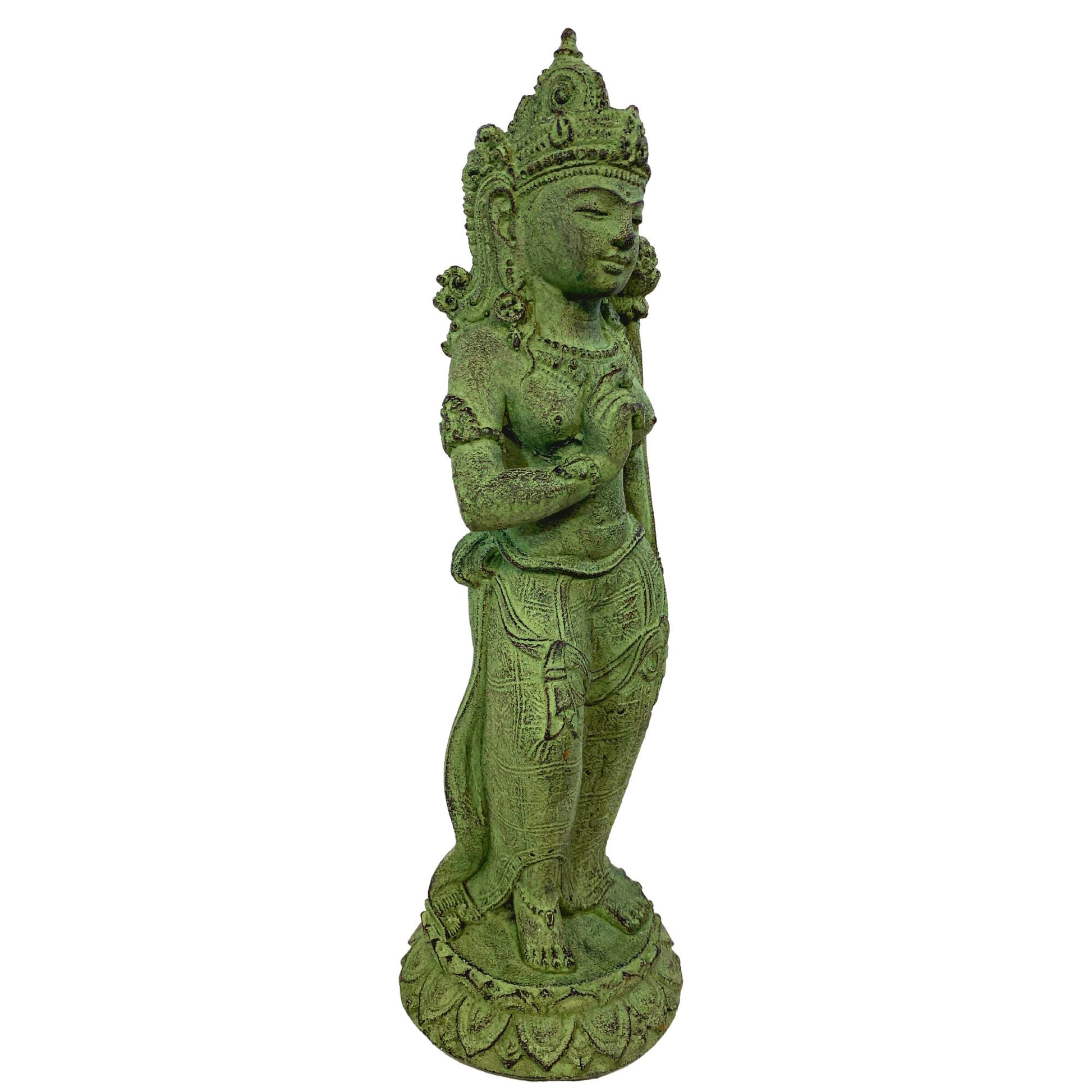 Balinese Dewi Tara Goddess Statue handmade cast stone Resin Volcanic Sand Lotus Lakshmi Bali Hindu Garden Decor Art Sculpture - Acadia World Traders