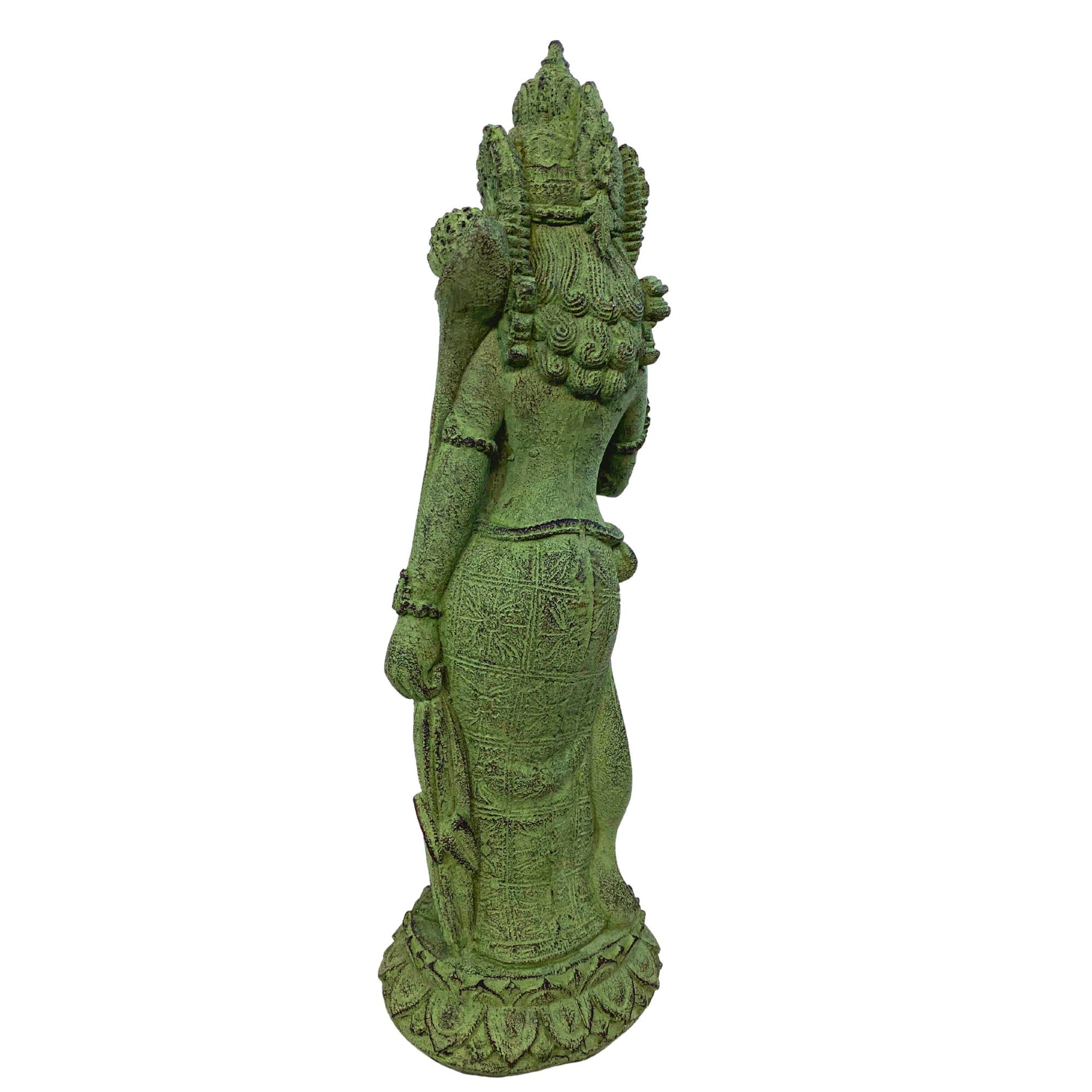 Balinese Dewi Tara Goddess Statue handmade cast stone Resin Volcanic Sand Lotus Lakshmi Bali Hindu Garden Decor Art Sculpture - Acadia World Traders