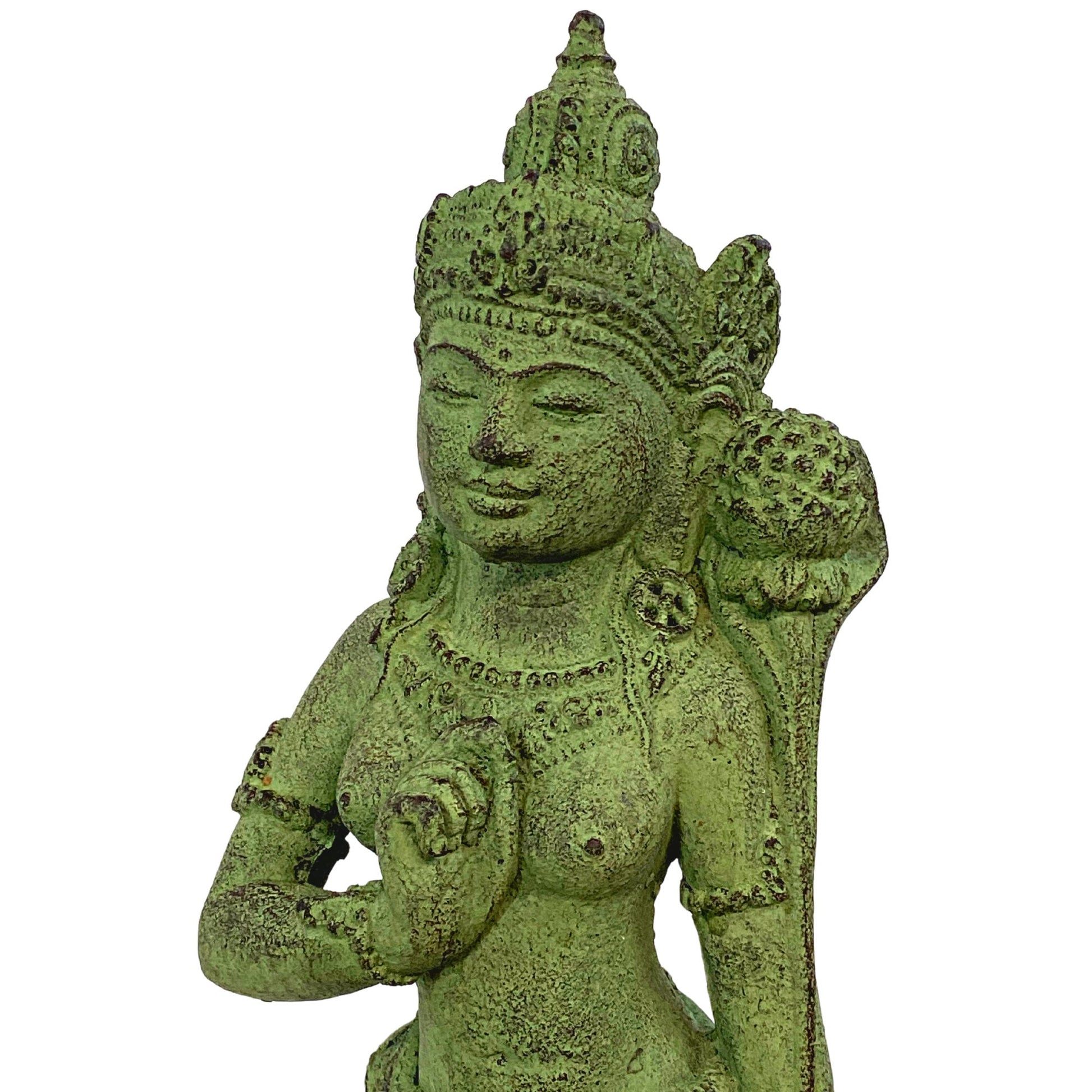 Balinese Dewi Tara Goddess Statue handmade cast stone Resin Volcanic Sand Lotus Lakshmi Bali Hindu Garden Decor Art Sculpture - Acadia World Traders