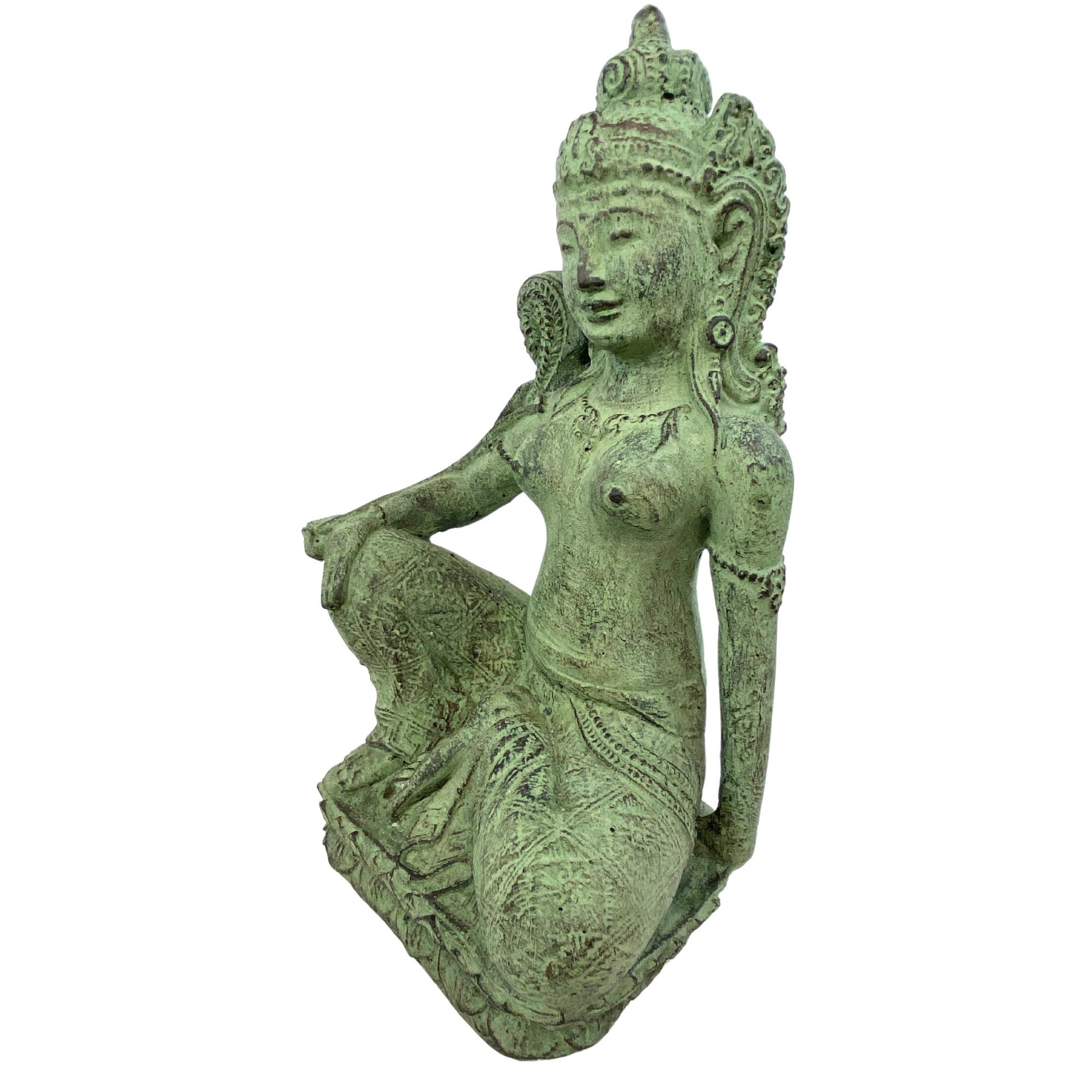 Dewi Sri Goddess Garden Statue Mother Goddess Abundance Fertility Sculpture Balinese hindu Art cast resin stone handcrafted Yard Decor green - Acadia World Traders