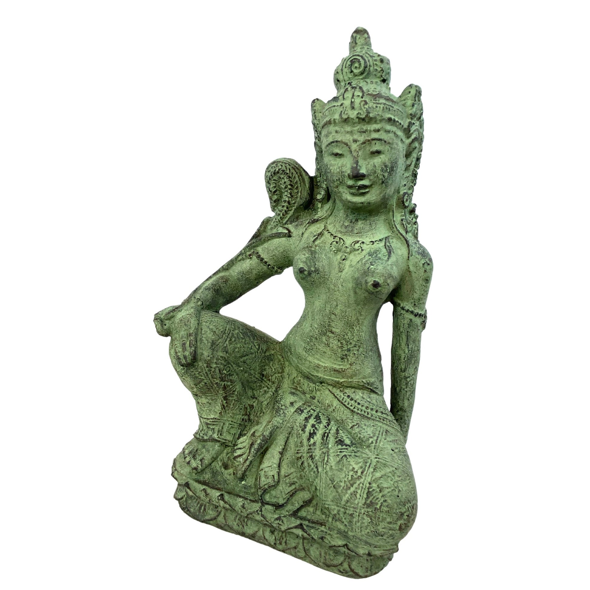 Dewi Sri Goddess Garden Statue Mother Goddess Abundance Fertility Sculpture Balinese hindu Art cast resin stone handcrafted Yard Decor green - Acadia World Traders