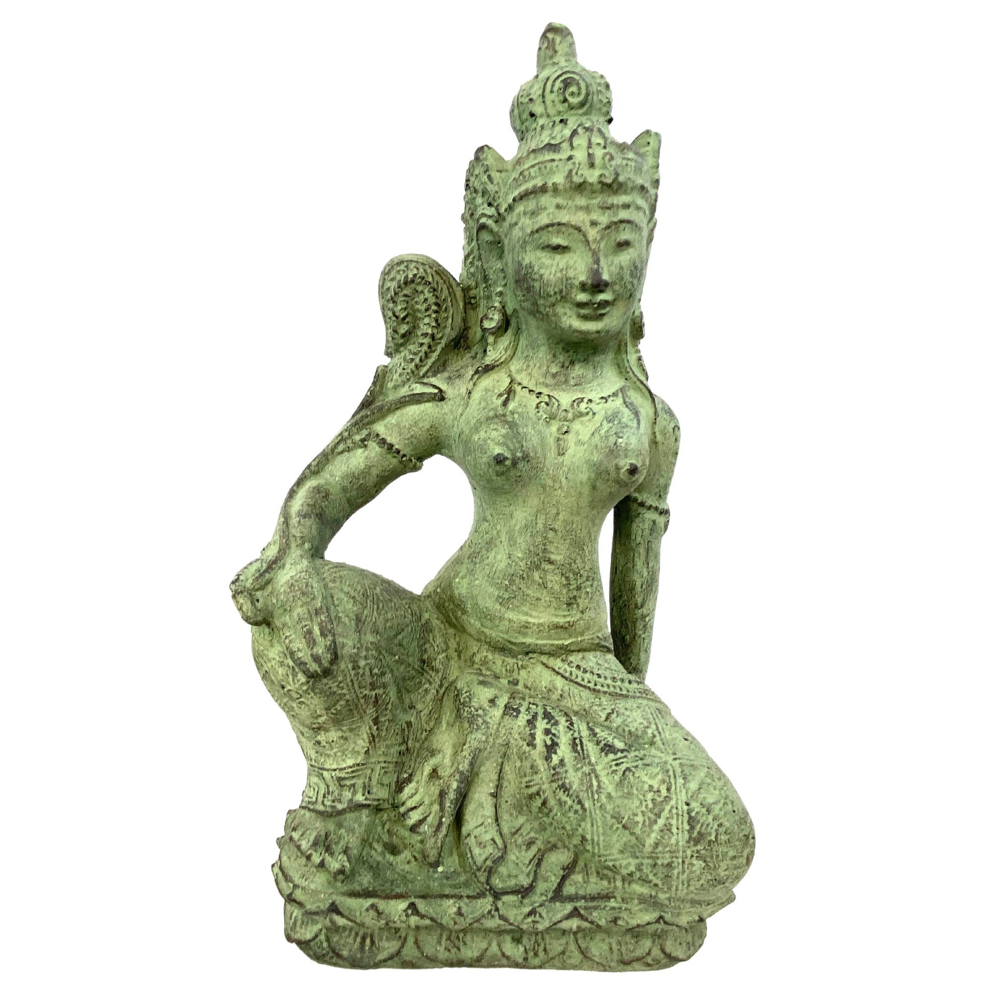 Dewi Sri Goddess Garden Statue Mother Goddess Abundance Fertility Sculpture Balinese hindu Art cast resin stone handcrafted Yard Decor green - Acadia World Traders