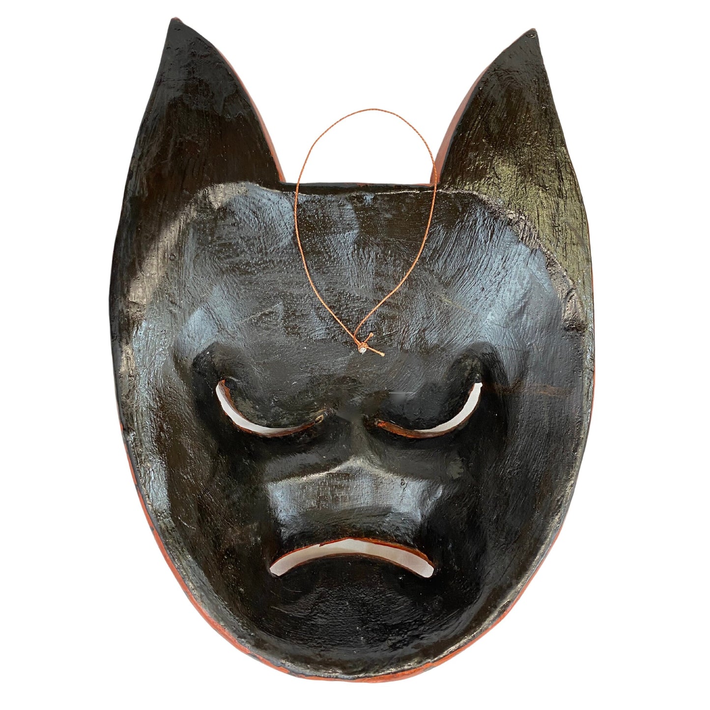 Balinese Tiger Cat Mask Striped Cat Feline Drama Mask Topeng Ginger Kitty Scaredy-cat Bali Folk Art hand carved wood Carving Wall Art