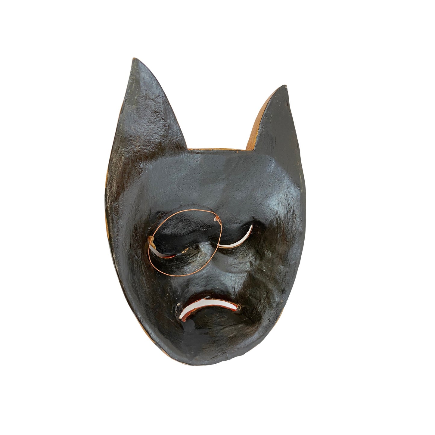 Balinese Striped Tabby Cat Mask, Hand Carved Wood Bali Folk Art