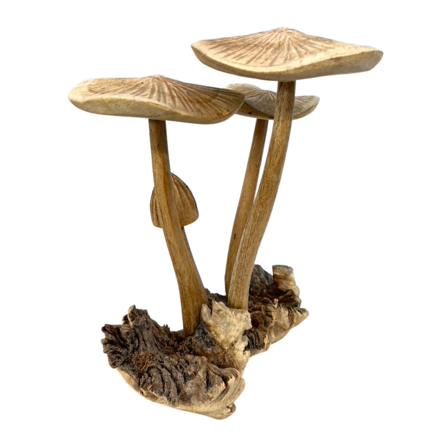 Magic Forest Mushroom Carving Parasite Wood Statue Balinese Art Sculpture - Acadia World Traders