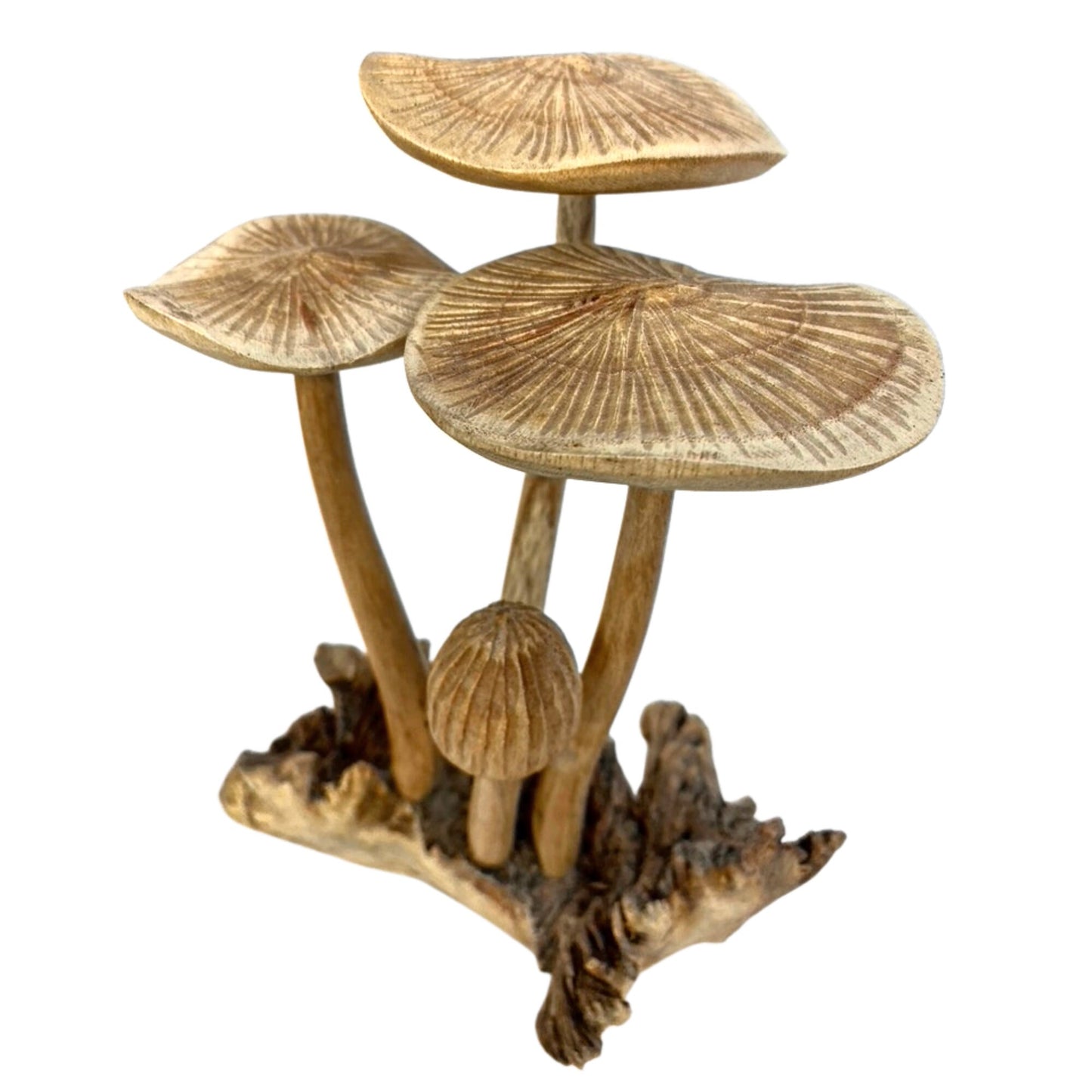 Magic Forest Mushroom Carving Parasite Wood Statue Balinese Art Sculpture - Acadia World Traders