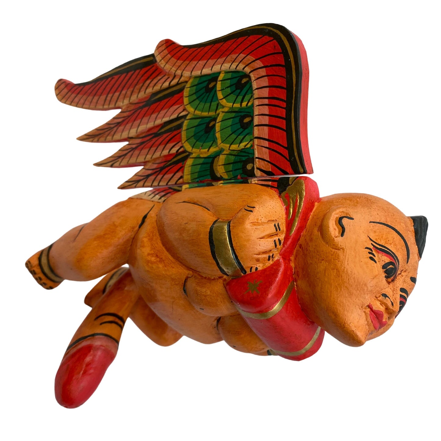 Winged Balinese Baby mobile Lingam Flying Dick Statue Cradle guardian Spiritchaser Carved wood Bali art