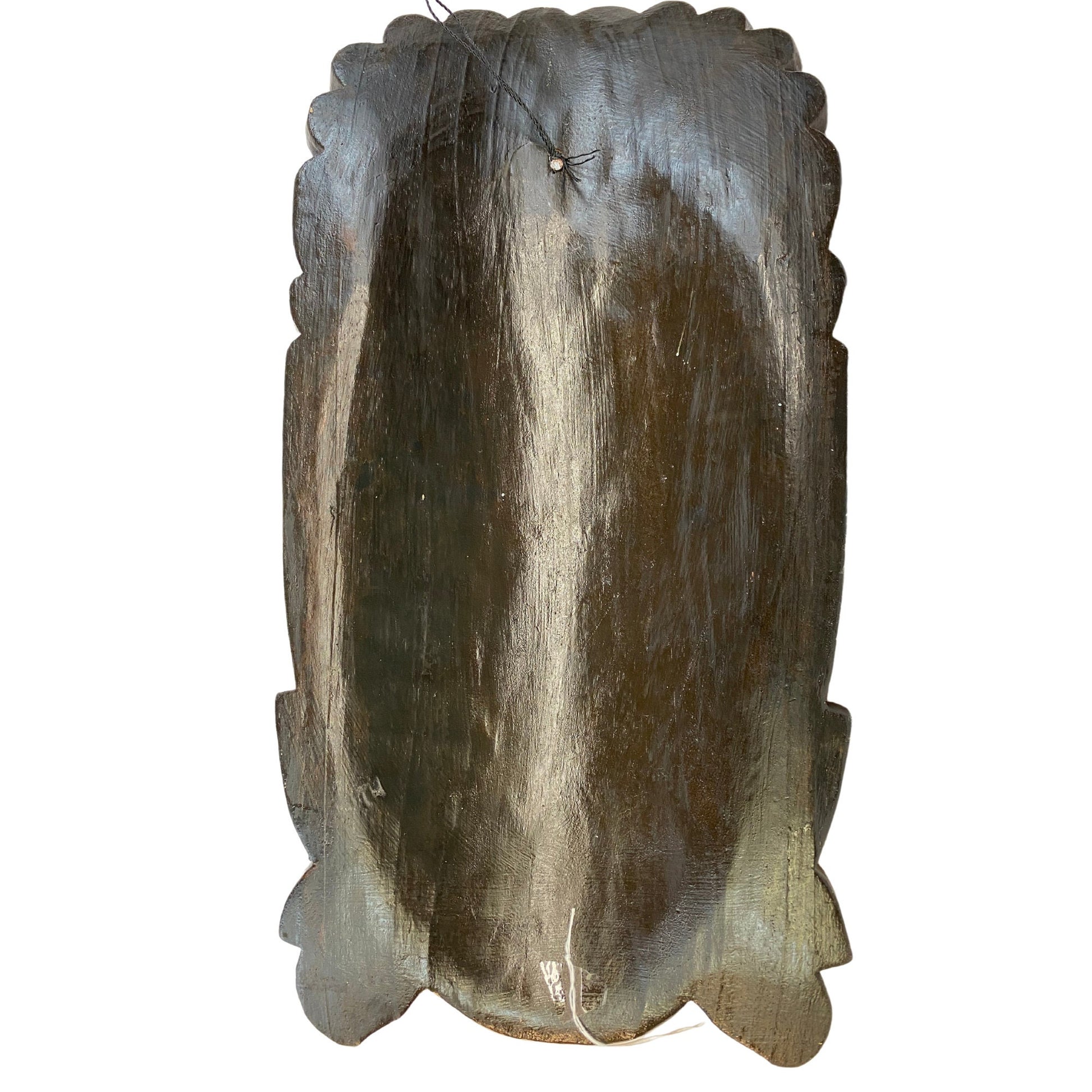 Goddess Saraswati Mask with Peacock crown Goddess of Knowledge Wisdom Polychrome Hand Carved Wood Carving Balinses Folk Art 20 inches - Acadia World Traders