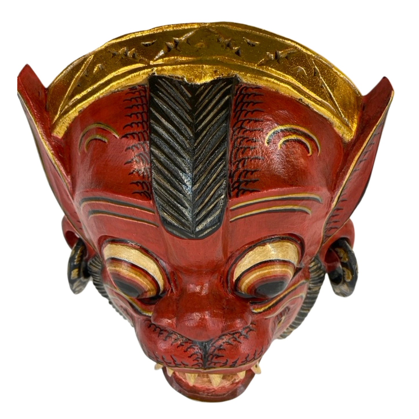 Balinese Mask Red Monkey Demon Bali Folk Wall Art Hand carved wood - Acadia World Traders