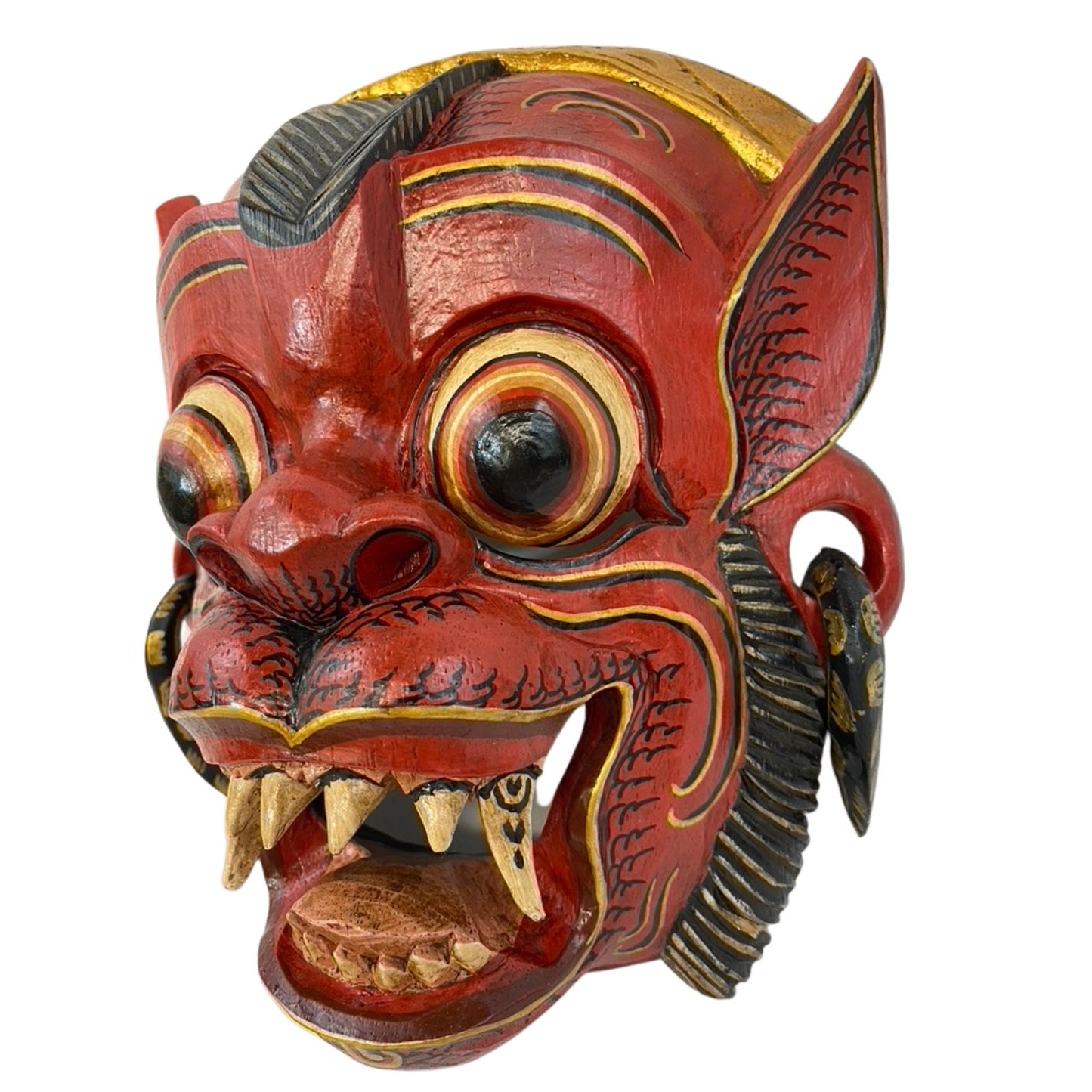 Balinese Mask Red Monkey Demon Bali Folk Wall Art Hand carved wood - Acadia World Traders
