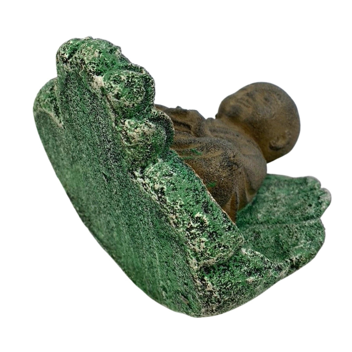 Little Buddha Namaste Cast Lava Stone Statue: Candle & Incense Holder