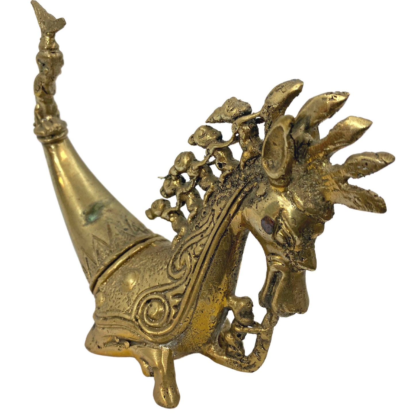 Tribal Seahorse Betel Nut Medicine container stash box handmade Cast Bronze Indonesian - Acadia World Traders