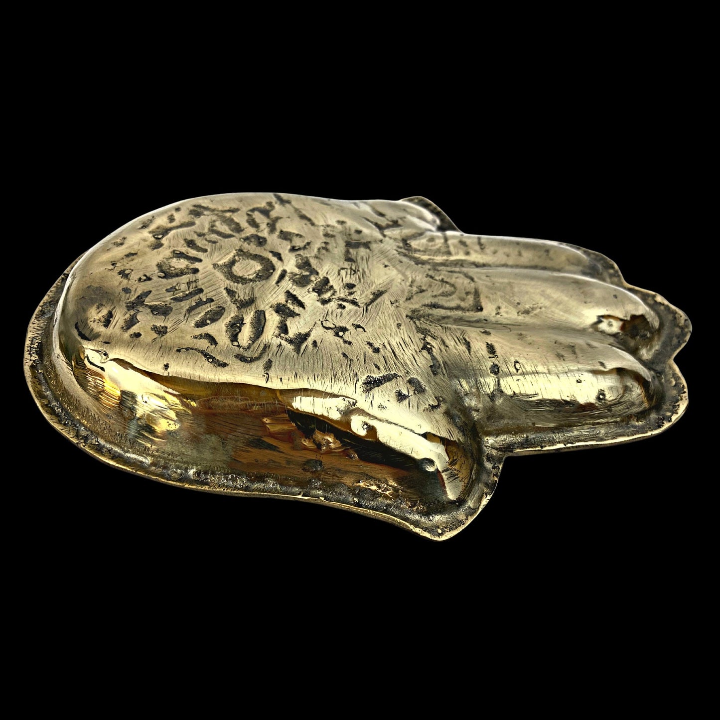 Bronze Hamsa Hand Tray: Evil Eye Lotus Ring Dish, Bali Art