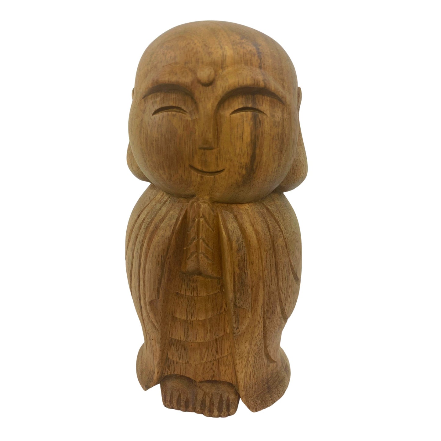 Namaste Blessing Jizo Buddha Sculpture Hand Carved wood statue Protector of Children Mothers Travelers