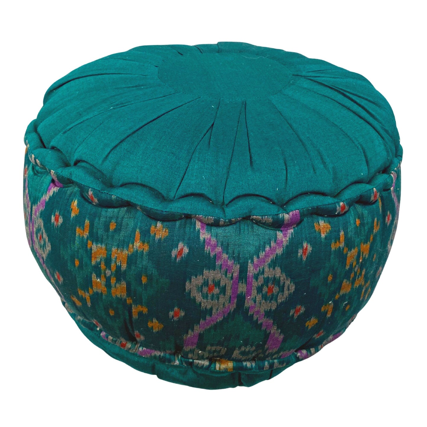 Yoga Pillow Zafu Meditation Cushion Hand woven Green Balinese Ikat handmade Organic Kapok Bali Batik Boho decor