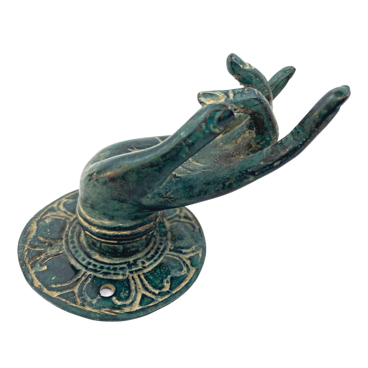 Buddha Blessing Mudra Hands Door Handle Knob Cabinet Pull wall hook Lost wax cast Verdigris Solid Bronze Bali Art Set 2 - Acadia World Traders