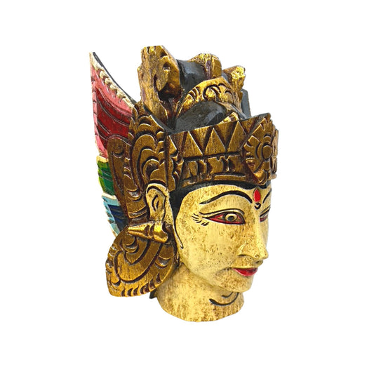 Dewi Sita Goddess Mask Ramayana Wall art carved wood Balinese Folk Art - Acadia World Traders