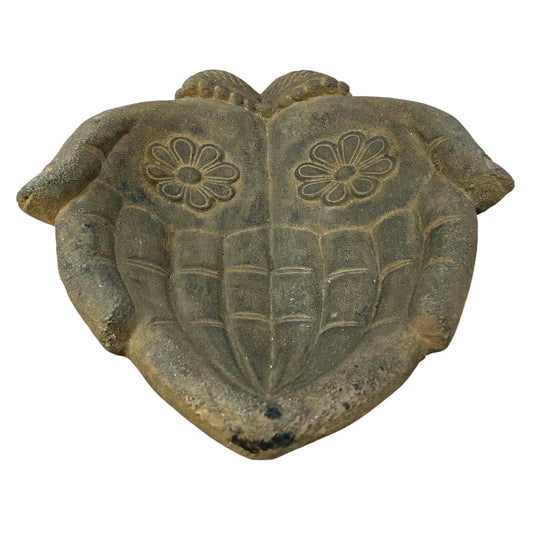 Buddha Blessing Mudra Hand Offering Bowl Statue Bird Bath Balinese cast Lava stone Boho Eclectic Garden art Handmade Hamsa Fatima hand