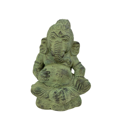 Ganapati Baby Ganesha Small Garden Statue Elephant God Handmade Cast lava stone Sculpture Bali Art Eclectic Garden Decor