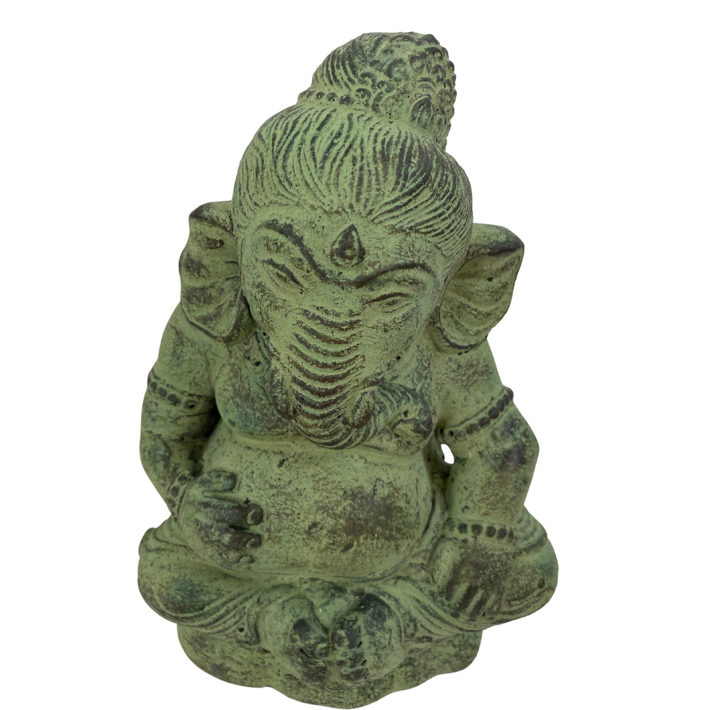 Ganapati Baby Ganesha Small Garden Statue Elephant God Handmade Cast lava stone Sculpture Bali Art Eclectic Garden Decor