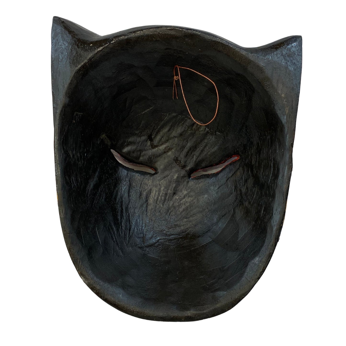 Balinese Black Cat Mask Kitty Tattoo Feline Drama Mask Bali folk Art hand carved wooden wall decor Wood Carving cat lover gift