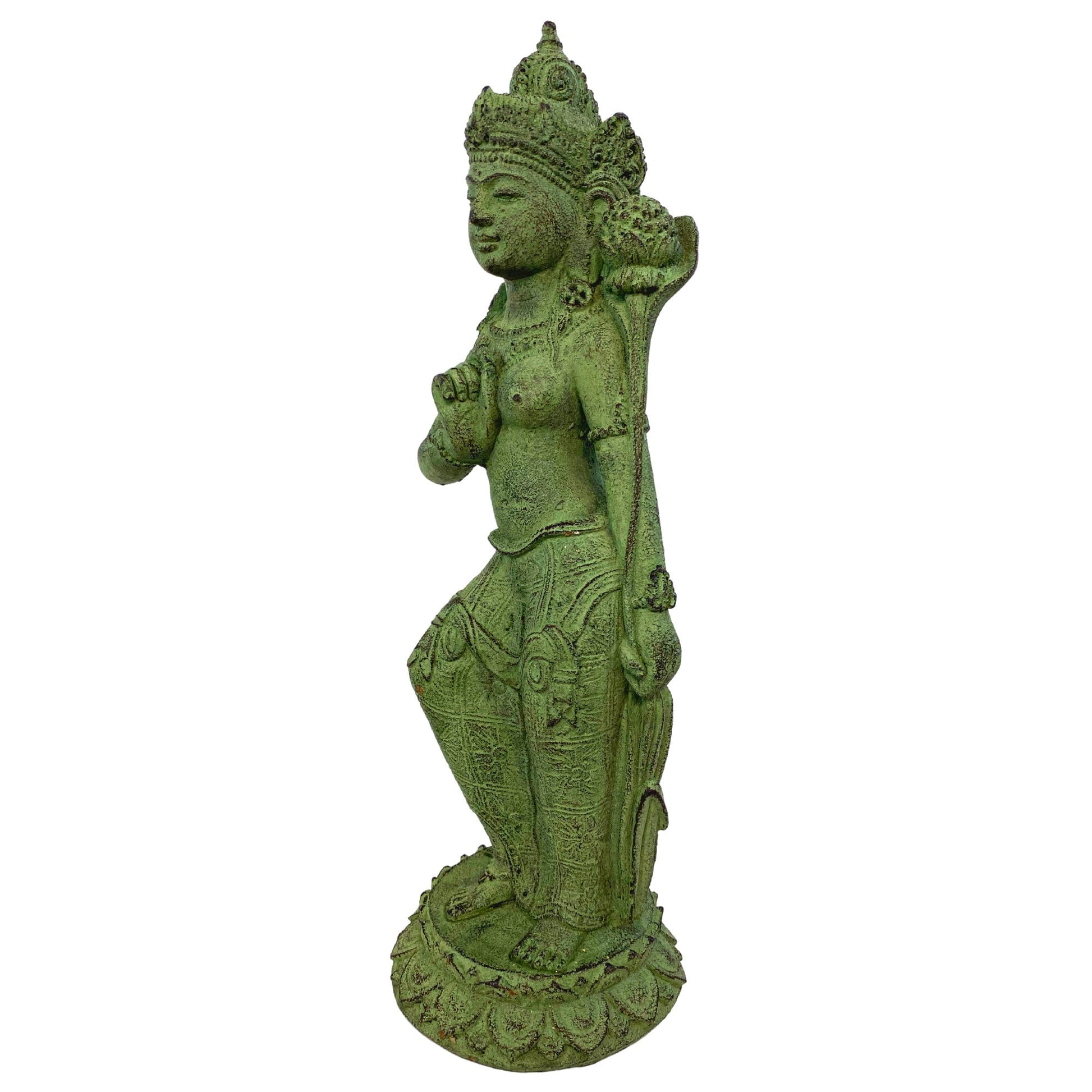 Balinese Dewi Tara Goddess Statue handmade cast stone Resin Volcanic Sand Lotus Lakshmi Bali Hindu Garden Decor Art Sculpture - Acadia World Traders