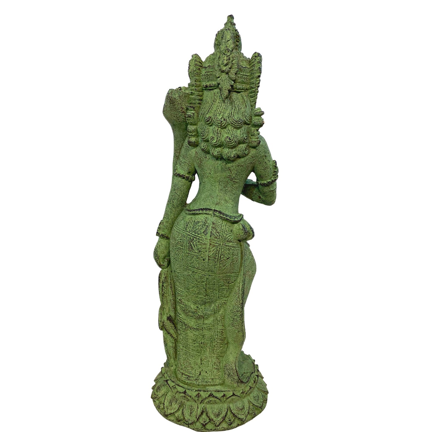 Balinese Dewi Tara Goddess Statue handmade cast stone Resin Volcanic Sand Lotus Lakshmi Bali Hindu Garden Decor Art Sculpture - Acadia World Traders