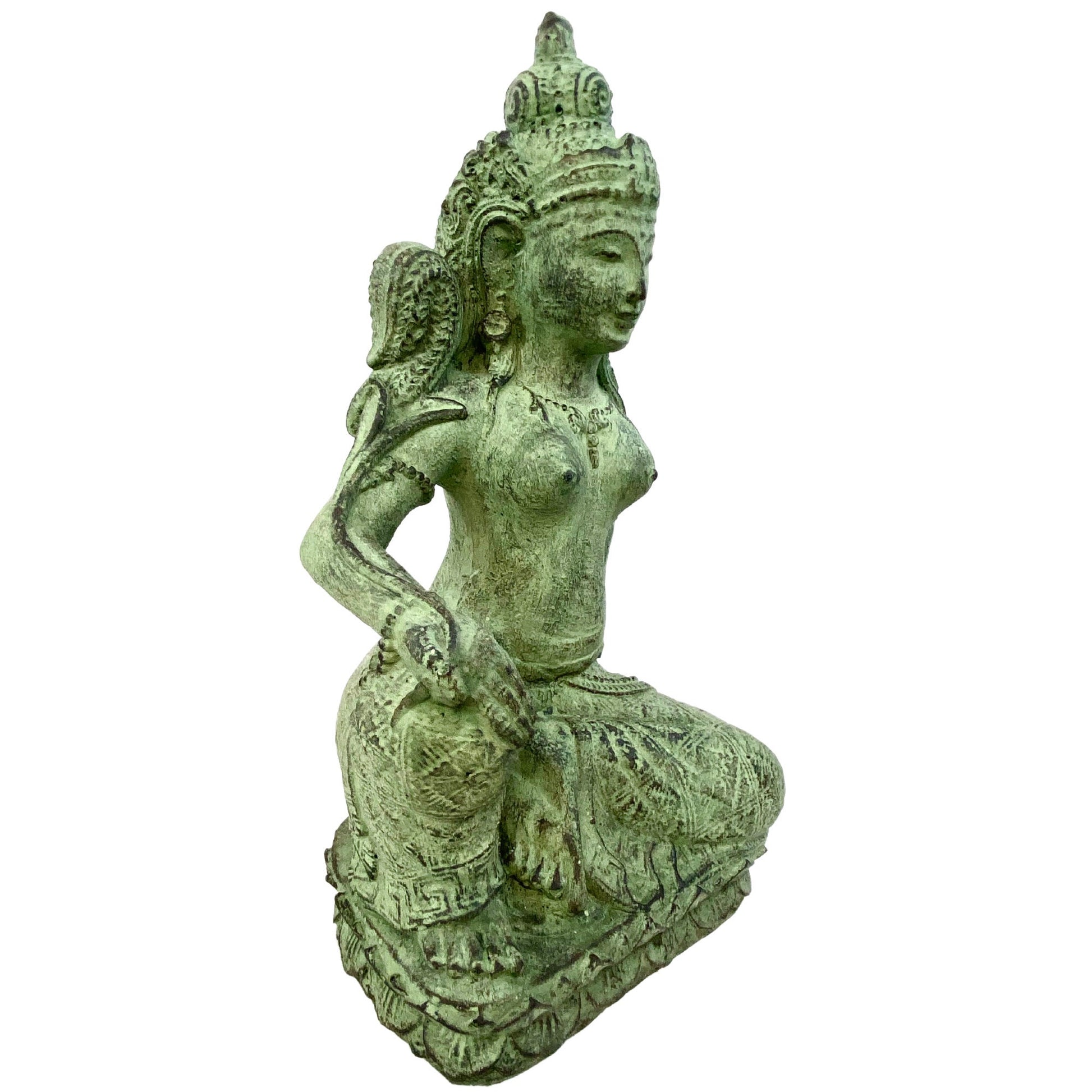 Dewi Sri Goddess Garden Statue Mother Goddess Abundance Fertility Sculpture Balinese hindu Art cast resin stone handcrafted Yard Decor green - Acadia World Traders