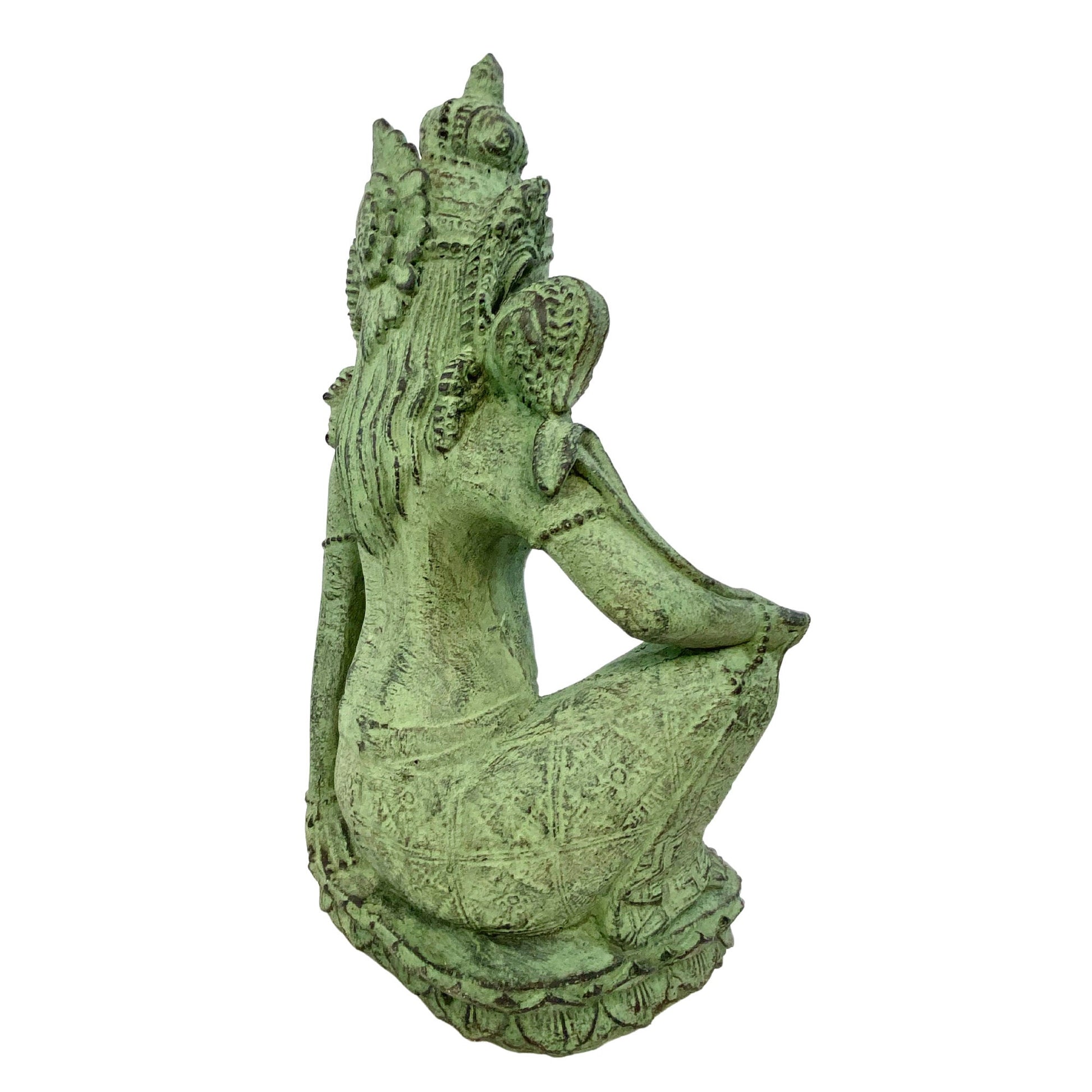 Dewi Sri Goddess Garden Statue Mother Goddess Abundance Fertility Sculpture Balinese hindu Art cast resin stone handcrafted Yard Decor green - Acadia World Traders