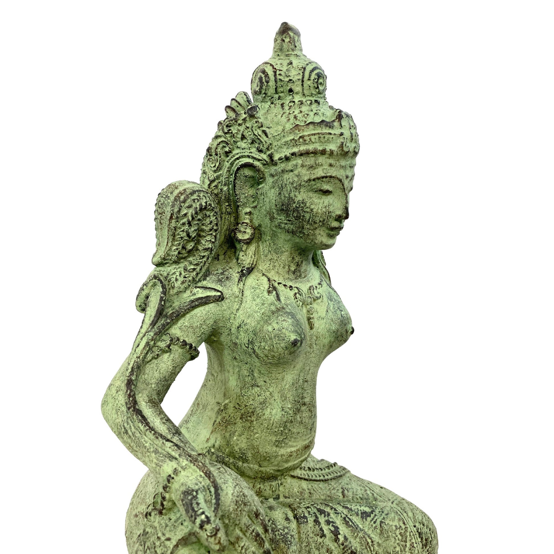 Dewi Sri Goddess Garden Statue Mother Goddess Abundance Fertility Sculpture Balinese hindu Art cast resin stone handcrafted Yard Decor green - Acadia World Traders