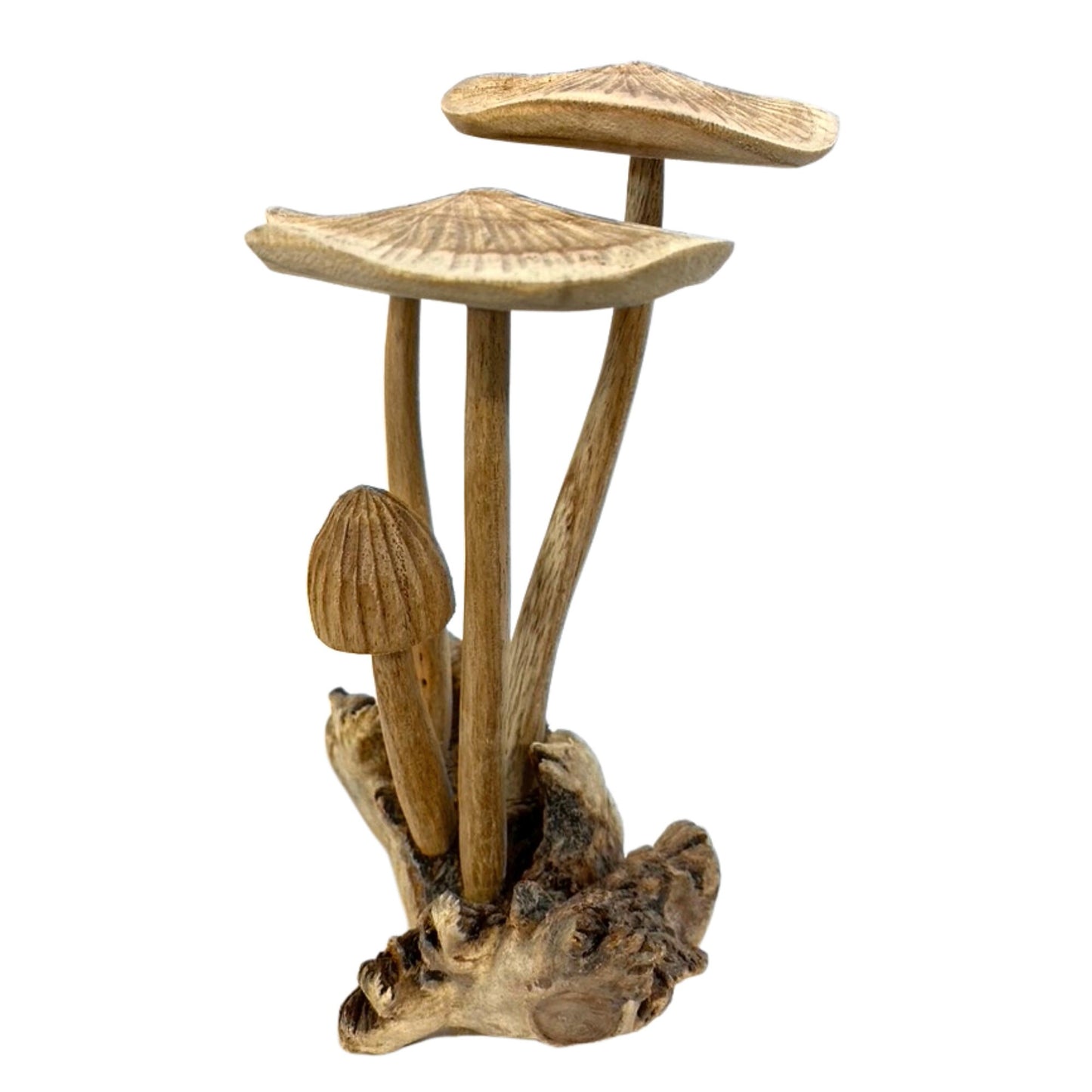 Magic Forest Mushroom Carving Parasite Wood Statue Balinese Art Sculpture - Acadia World Traders