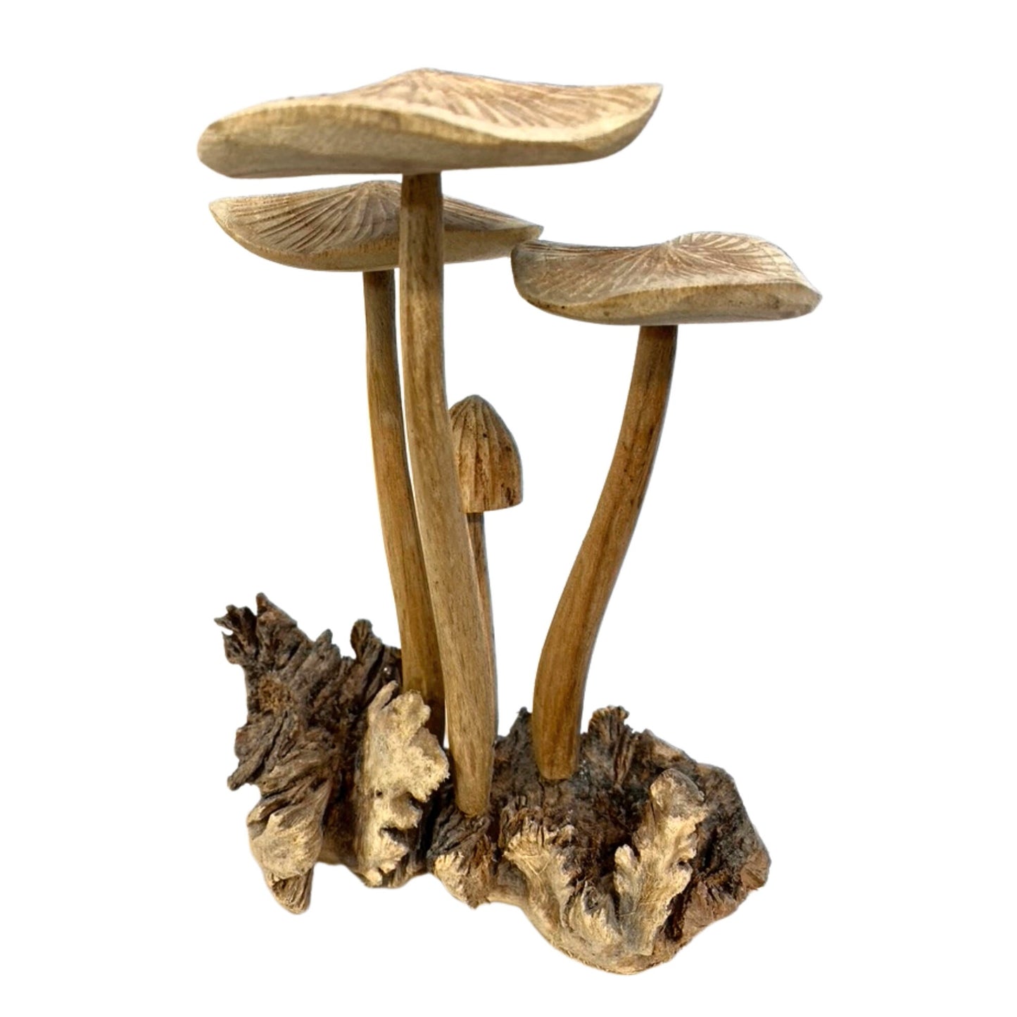 Magic Forest Mushroom Carving Parasite Wood Statue Balinese Art Sculpture - Acadia World Traders