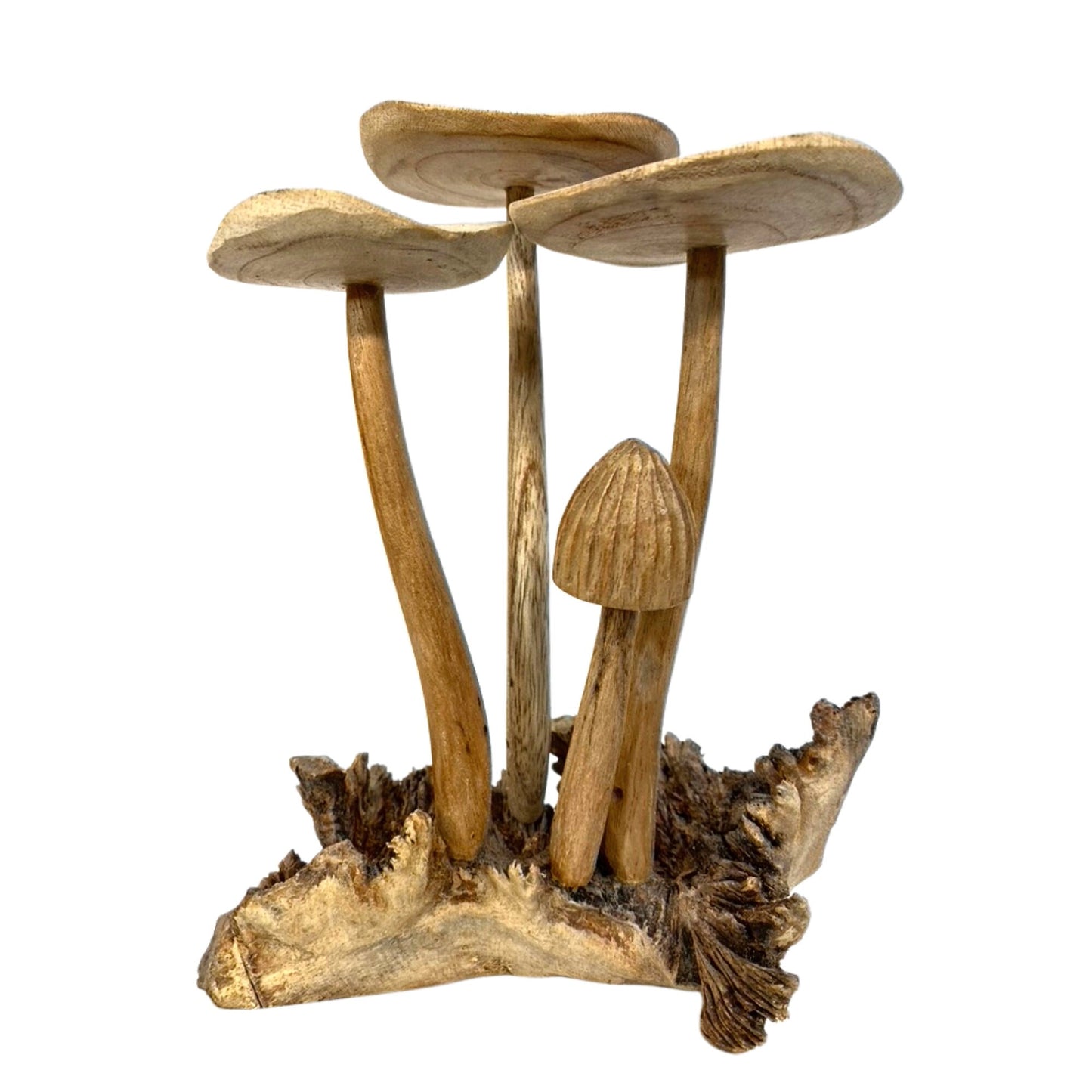 Magic Forest Mushroom Carving Parasite Wood Statue Balinese Art Sculpture - Acadia World Traders