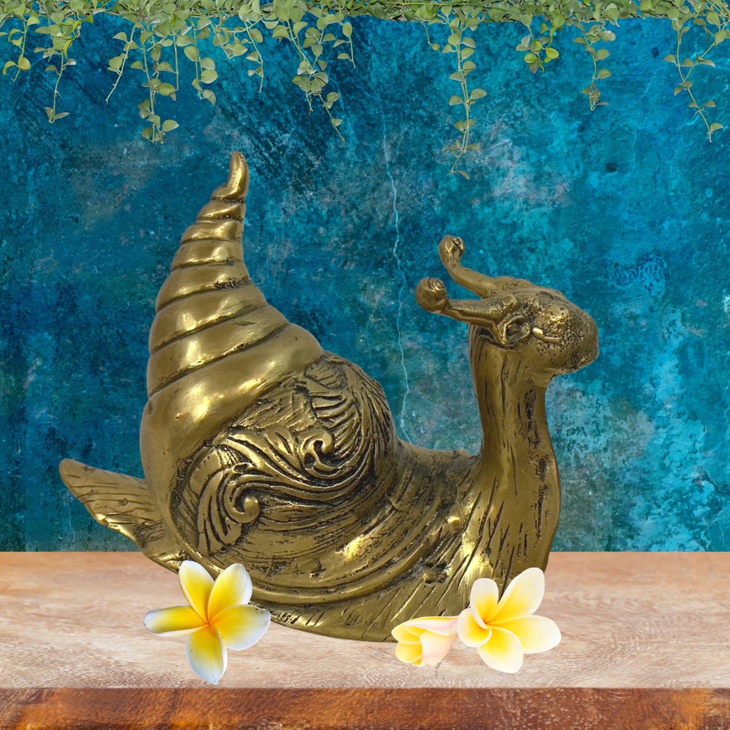 Handmade Silvered Bronze Garden Snail Sculpture: Metal Lost Wax Statue, Indonesian Art