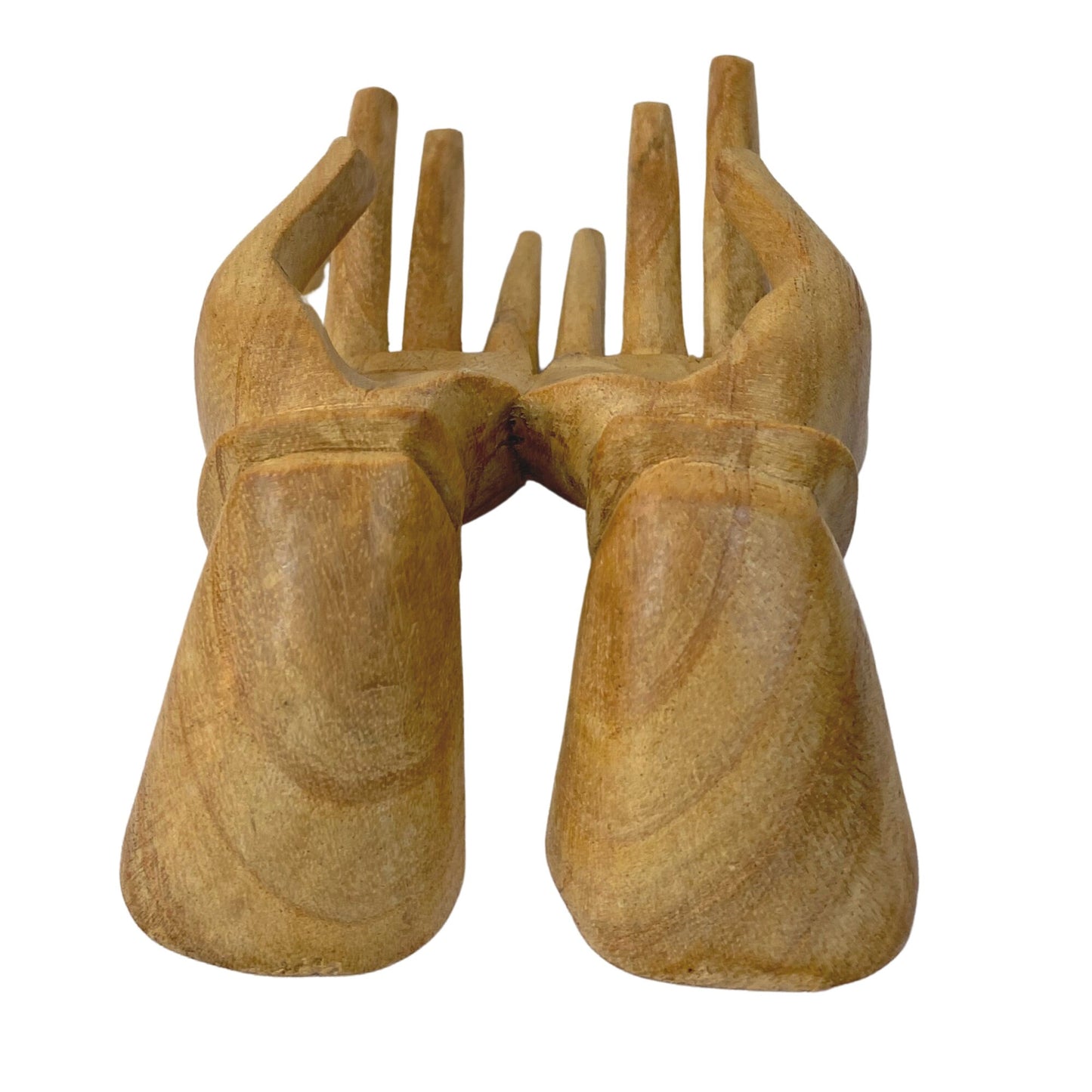 Balinese Buddha Hands Statue: Suar Wood Carving, Business Card Holder