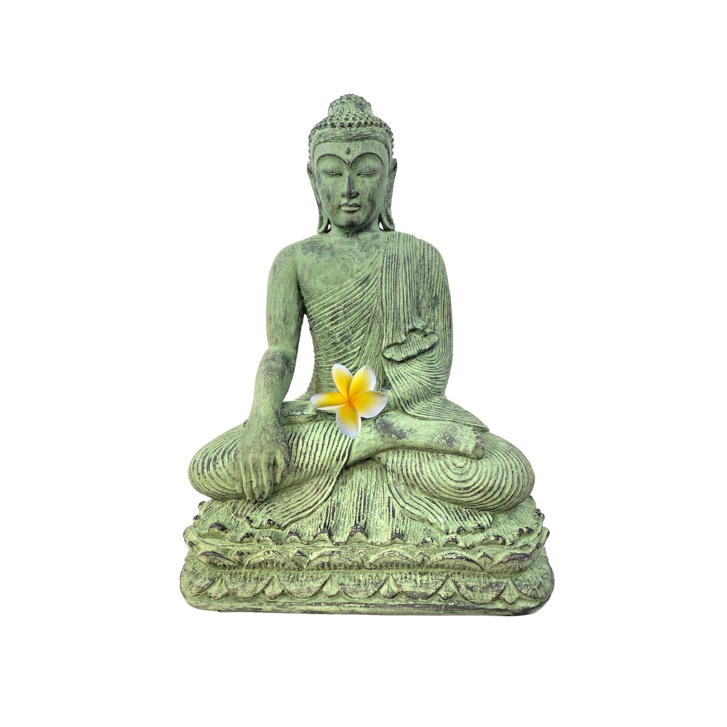 Meditating Buddha Garden Statue Calling the Earth to Witness cast RESIN stone Bali Yard Art Sculpture handmade Balinese Home Garden Decor - Acadia World Traders