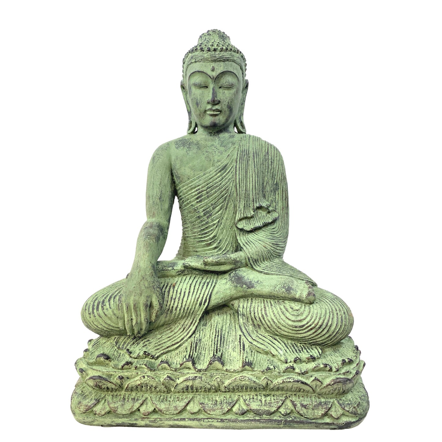 Meditating Buddha Garden Statue Calling the Earth to Witness cast RESIN stone Bali Yard Art Sculpture handmade Balinese Home Garden Decor - Acadia World Traders