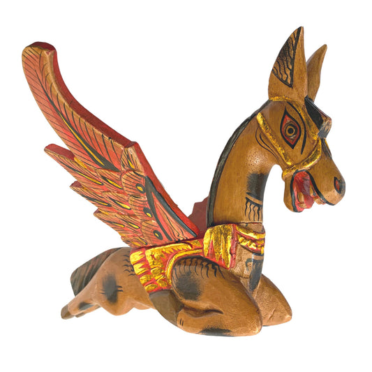 Winged Pegasus Flying Horse Mobile Crib Guardian Spiritchaser Hand Carved wood Bali Folk Art Boho Eclectic Decor