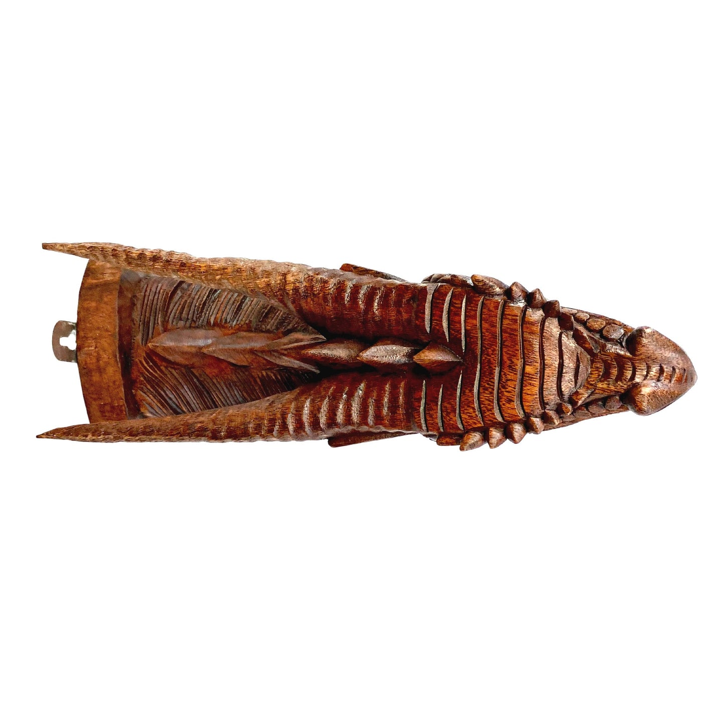 Hand Carved Gothic Horned Dragon Head Wall Mount: Balinese Wood Wall Art Sculpture