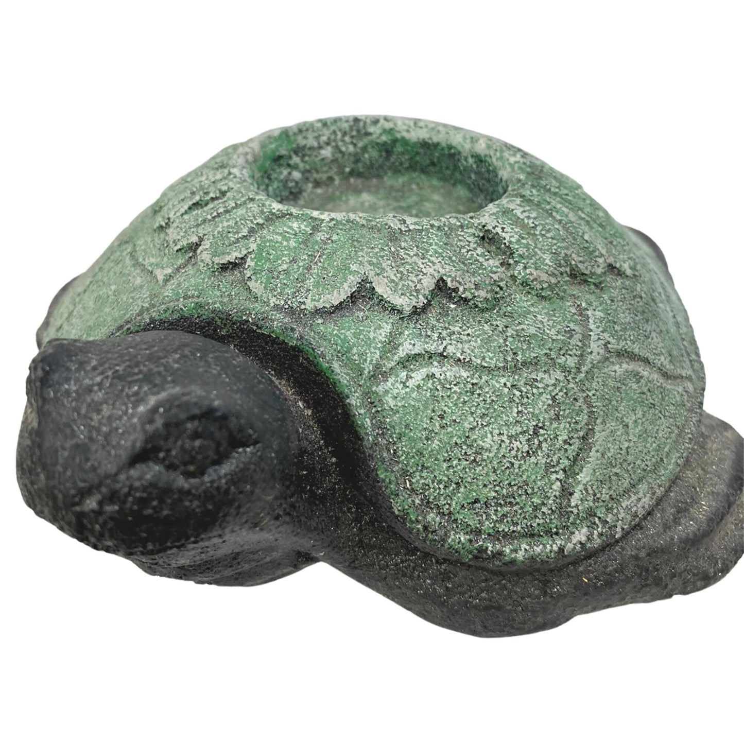 World Turtle Candle Holder: Cast Lava Stone Asian Garden Decor