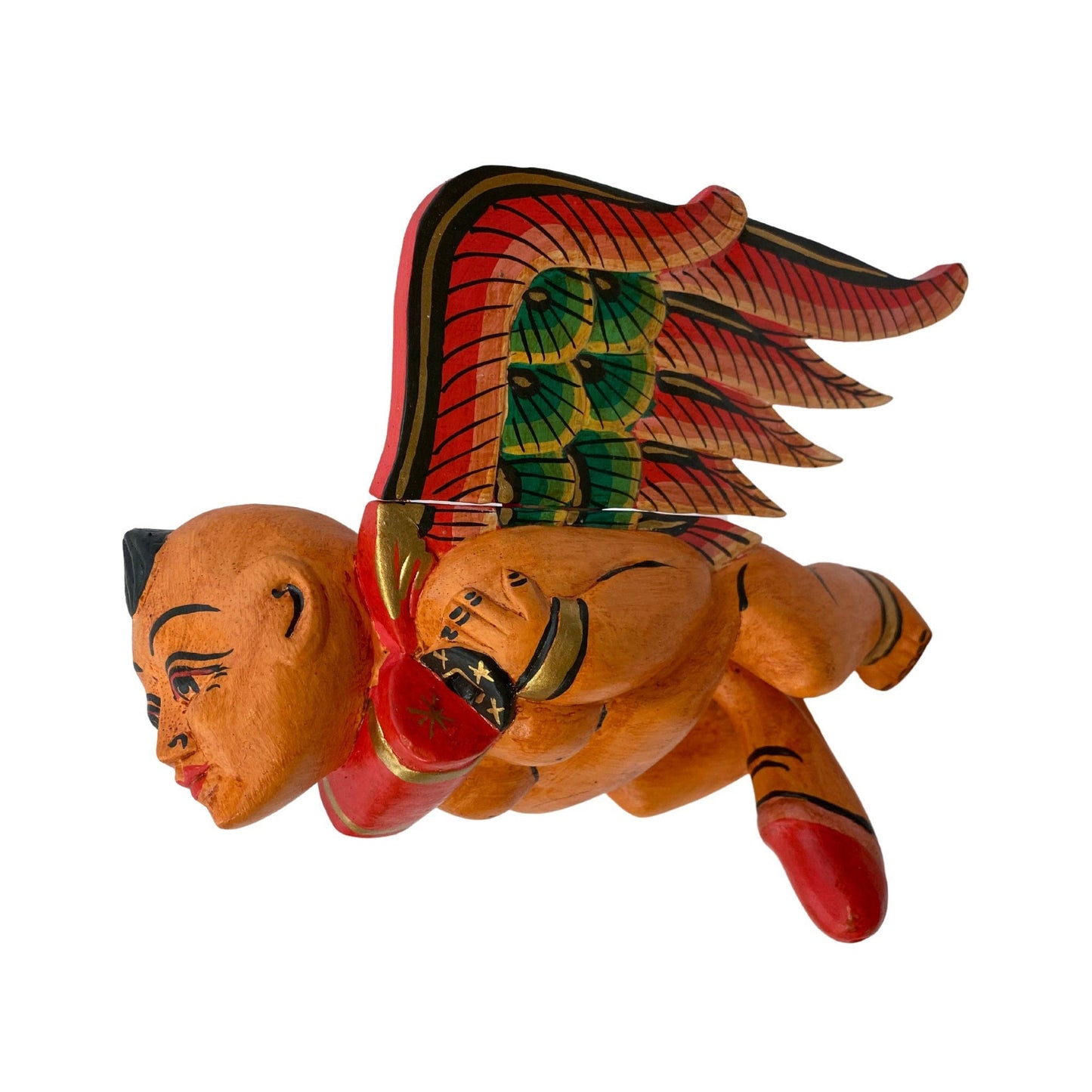 Winged Balinese Baby mobile Lingam Flying Dick Statue Cradle guardian Spiritchaser Carved wood Bali art