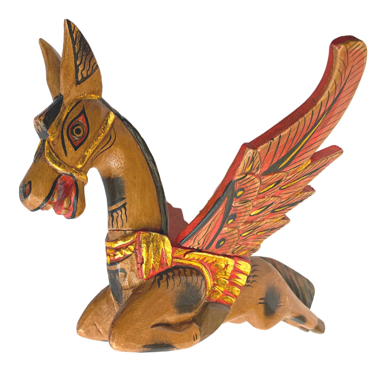 Winged Pegasus Flying Horse Mobile Crib Guardian Spiritchaser Hand Carved wood Bali Folk Art Boho Eclectic Decor