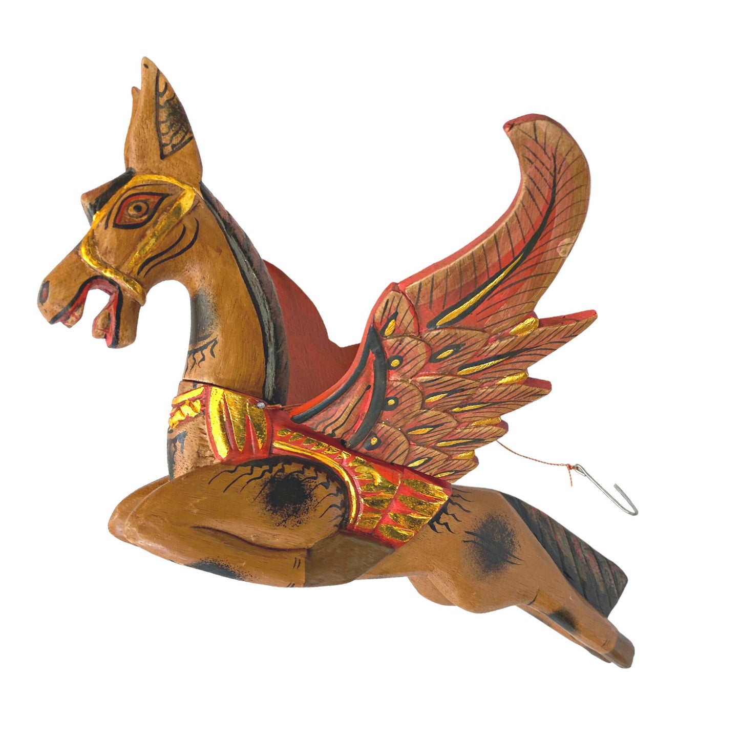 Winged Pegasus Flying Horse Mobile Crib Guardian Spiritchaser Hand Carved wood Bali Folk Art Boho Eclectic Decor