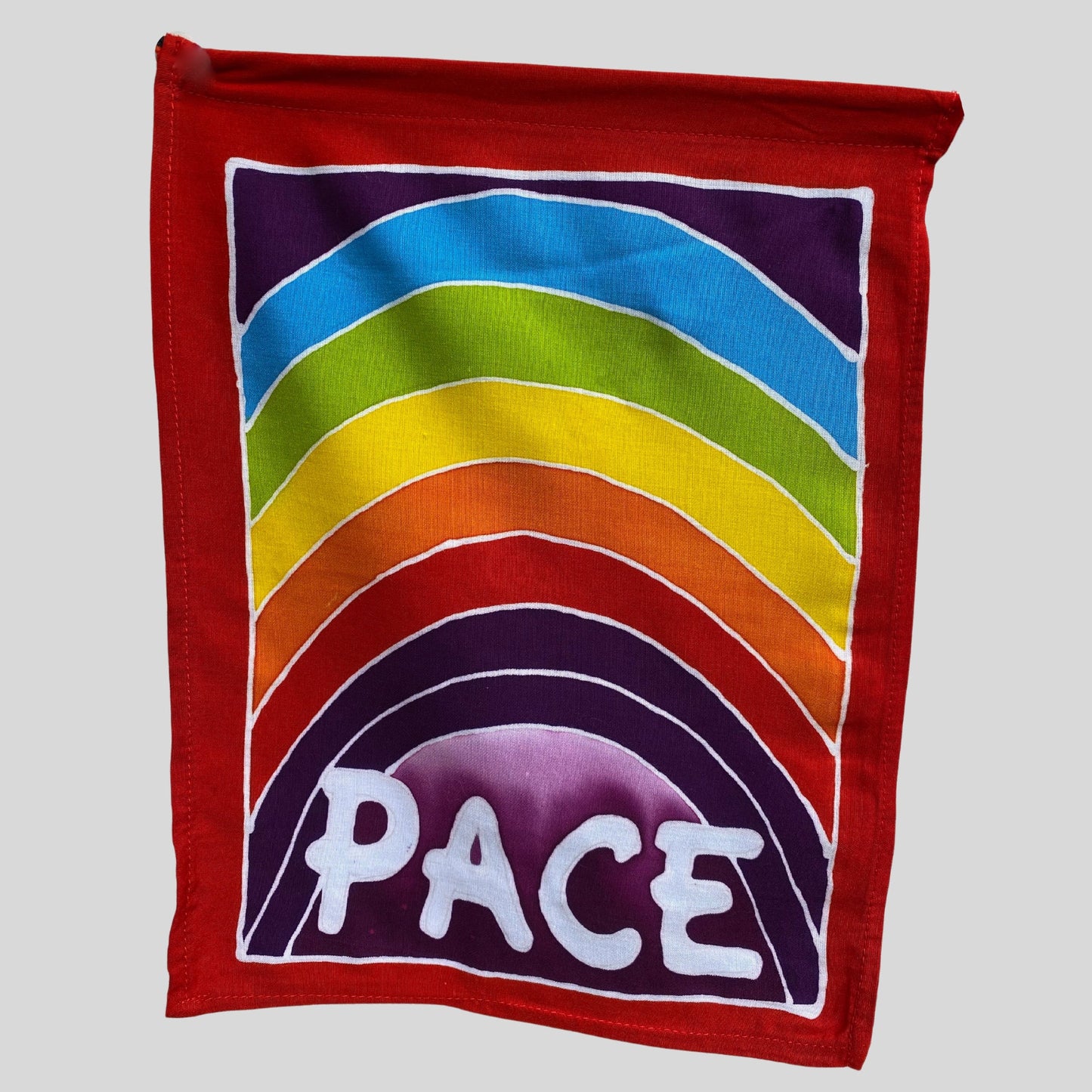 World Peace Prayer Flag Rainbow Diversity Wall Hanging Banner Balinese Handmade Hand Drawn Batik Boho Garden Art & Home Decor