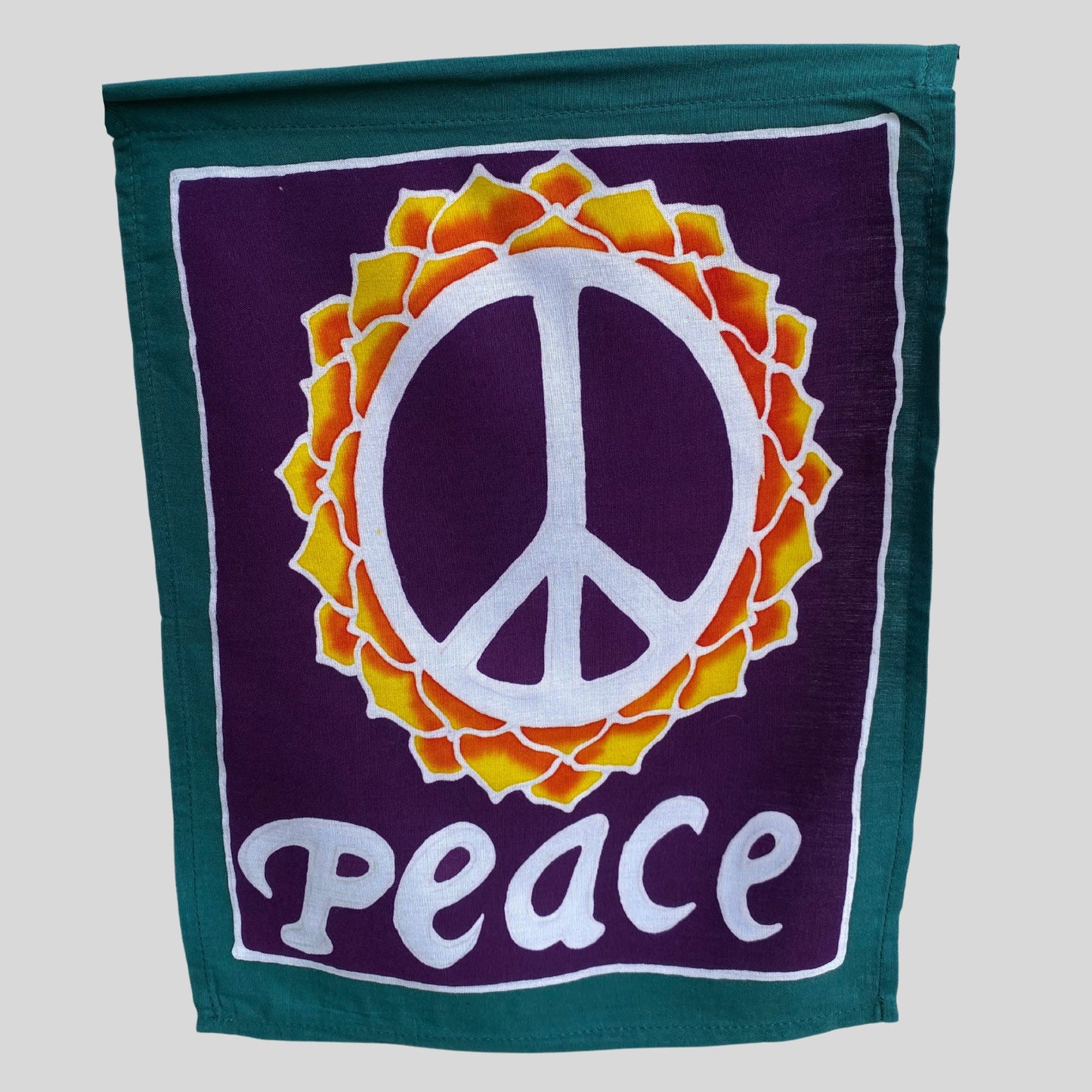 World Peace Prayer Flag Rainbow Diversity Wall Hanging Banner Balinese Handmade Hand Drawn Batik Boho Garden Art & Home Decor