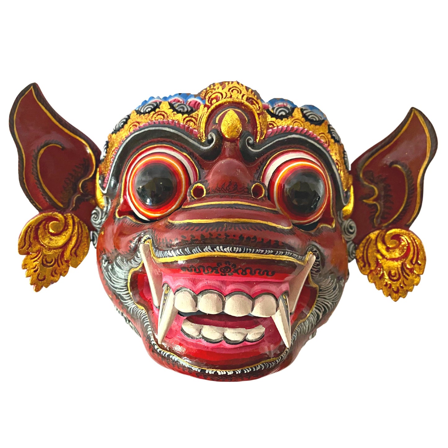 Barong Mask Hanuman Red Monkey Demon Topeng Authentic Balinese Dance mask Hand Carved Polychrome Wood Carving Wall Bali Folk Art
