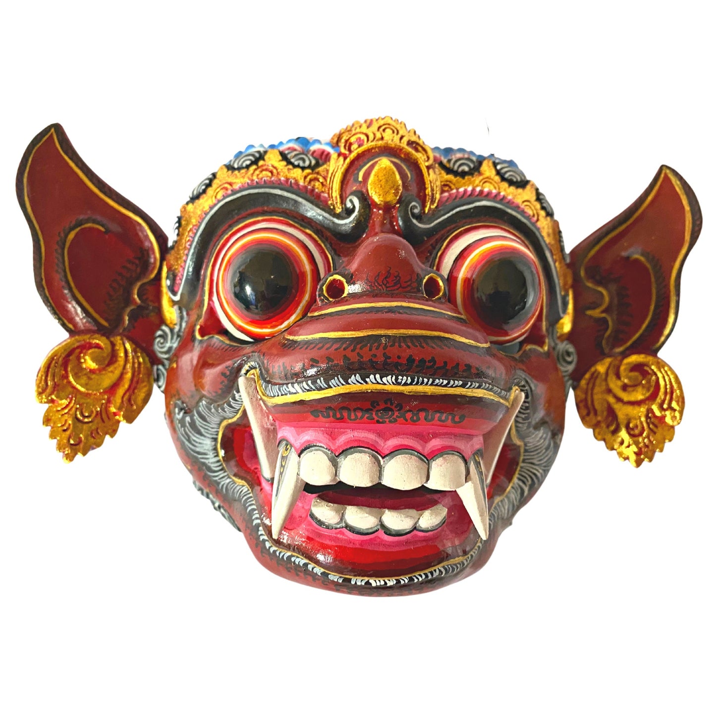 Barong Mask Hanuman Red Monkey Demon Topeng Authentic Balinese Dance mask Hand Carved Polychrome Wood Carving Wall Bali Folk Art